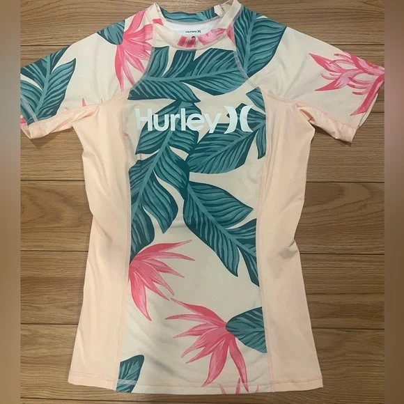 Hurley Leaf Print RashGuard medium UPF 50 - Picture 2 of 6